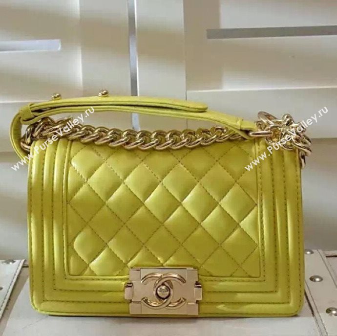 Chanel A67085 lambskin small le boy handbag yellow bag 5970