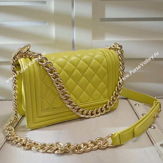 Chanel A67085 lambskin small le boy handbag yellow bag 5970