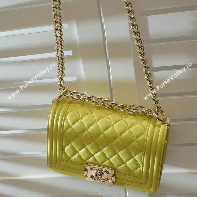 Chanel A67085 lambskin small le boy handbag yellow bag 5970