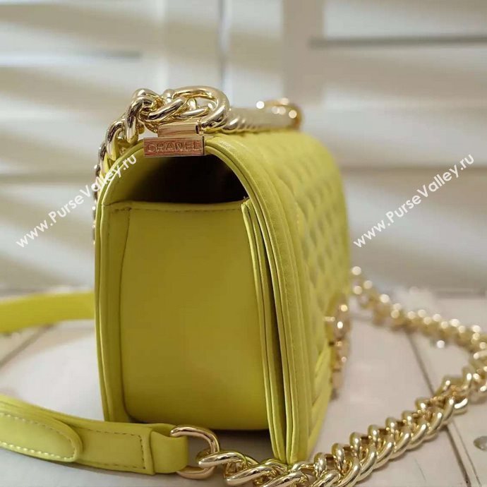 Chanel A67085 lambskin small le boy handbag yellow bag 5970