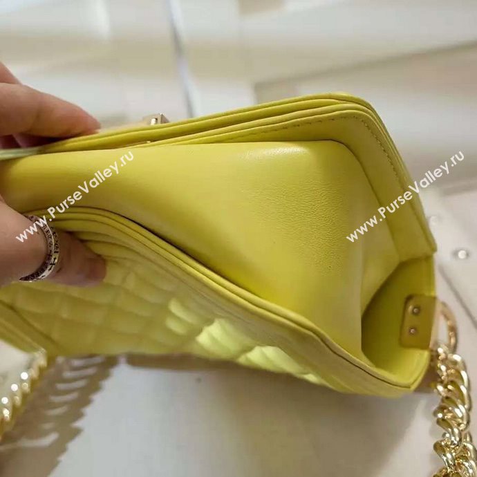 Chanel A67085 lambskin small le boy handbag yellow bag 5970