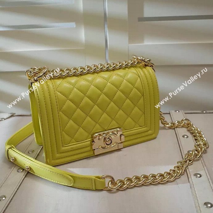 Chanel A67085 lambskin small le boy handbag yellow bag 5970