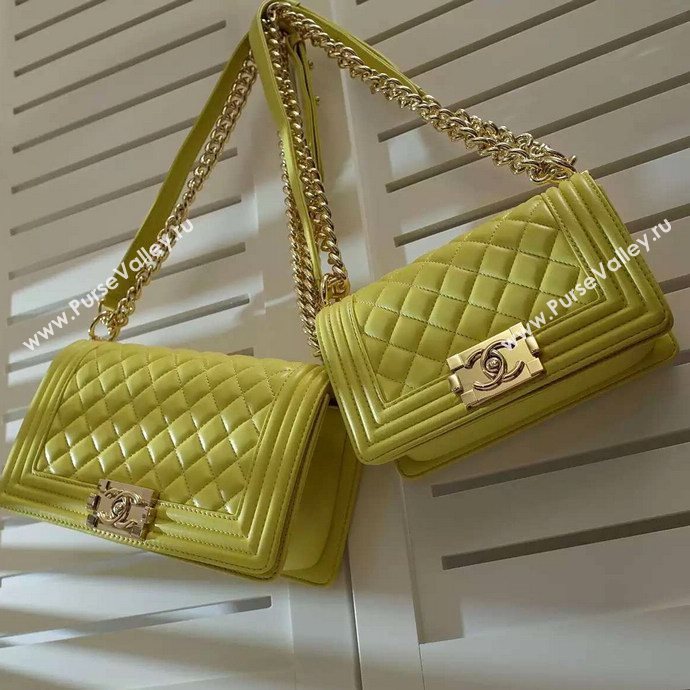 Chanel A67085 lambskin small le boy handbag yellow bag 5970