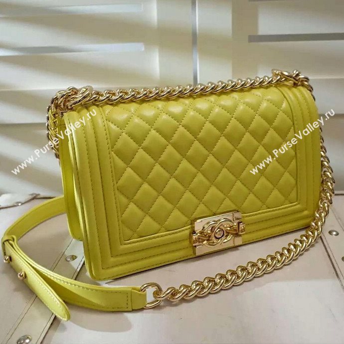 Chanel A67086 lambskin le boy handbag yellow bag 5971