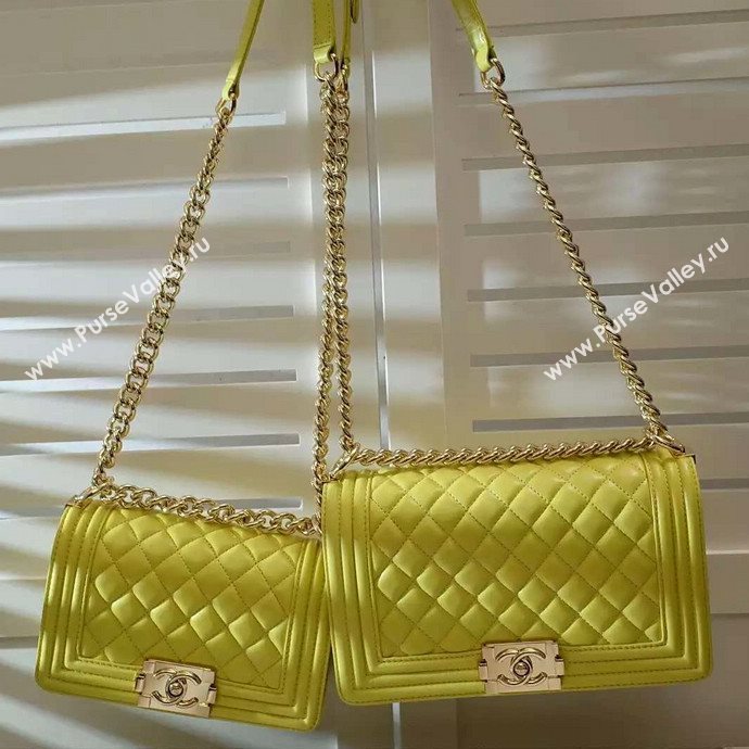 Chanel A67086 lambskin le boy handbag yellow bag 5971