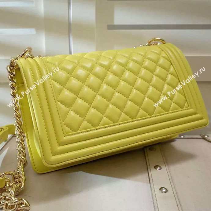 Chanel A67086 lambskin le boy handbag yellow bag 5971