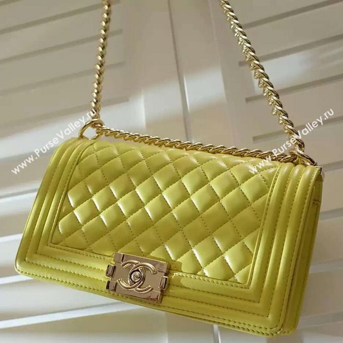 Chanel A67086 lambskin le boy handbag yellow bag 5971