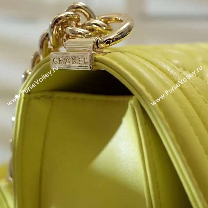 Chanel A67086 lambskin le boy handbag yellow bag 5971