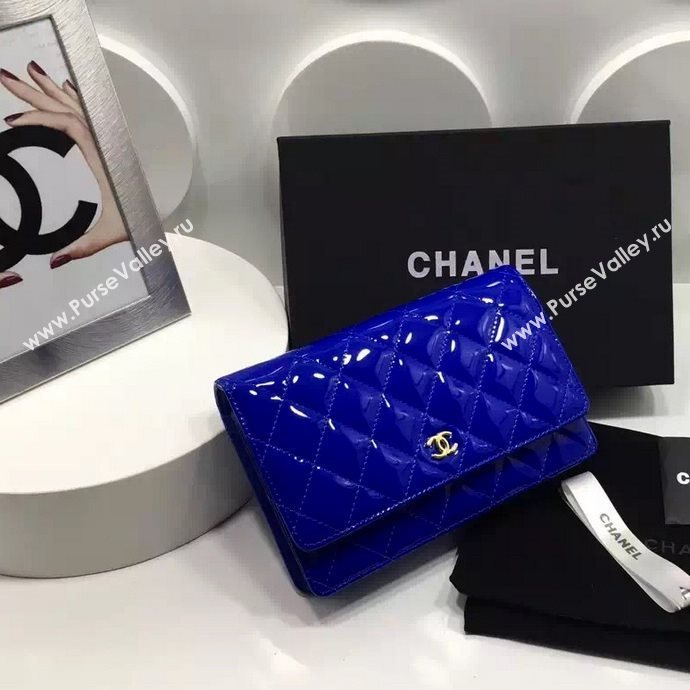 Chanel A33814 paint lambskin small woc handbag blue bag 5972