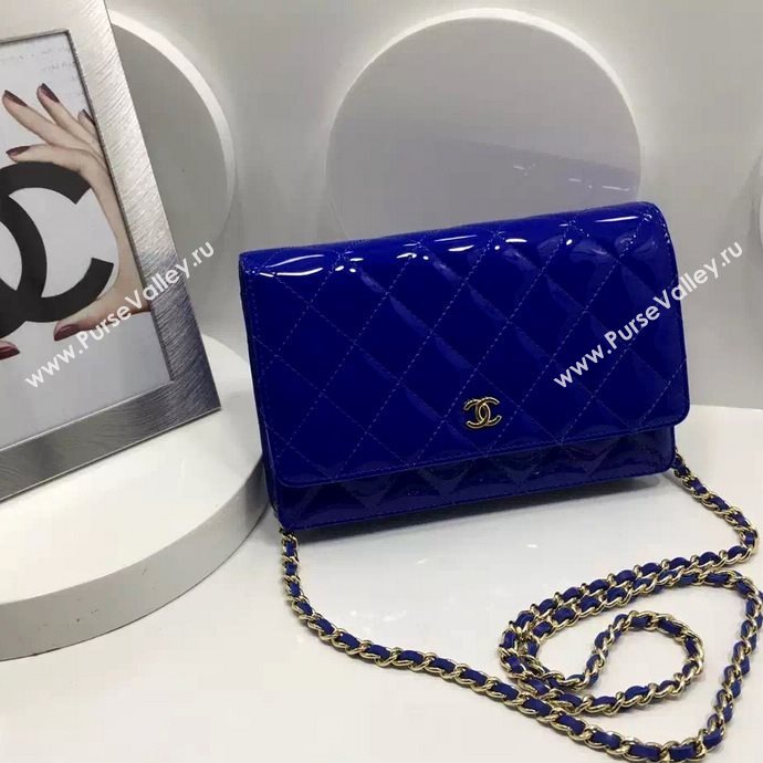 Chanel A33814 paint lambskin small woc handbag blue bag 5972