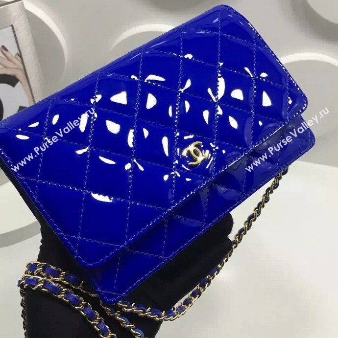 Chanel A33814 paint lambskin small woc handbag blue bag 5972