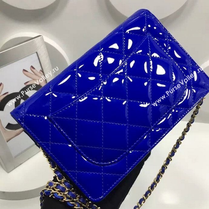 Chanel A33814 paint lambskin small woc handbag blue bag 5972
