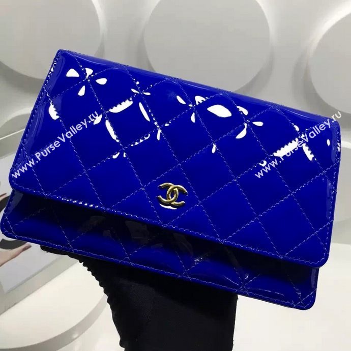 Chanel A33814 paint lambskin small woc handbag blue bag 5972