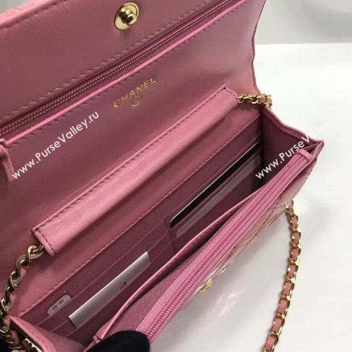 Chanel A33814 paint lambskin small woc handbag pink bag 5973
