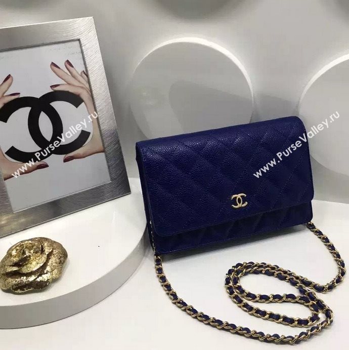 Chanel A33814 caviar lambskin small woc handbag blue bag 5974