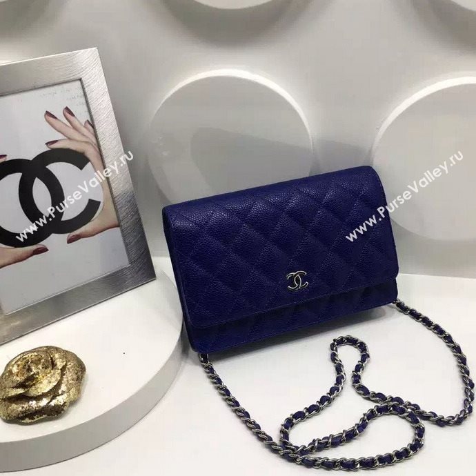 Chanel A33814 caviar lambskin small woc handbag blue bag 5974