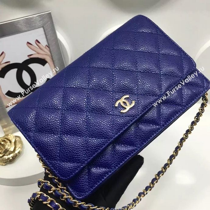 Chanel A33814 caviar lambskin small woc handbag blue bag 5974