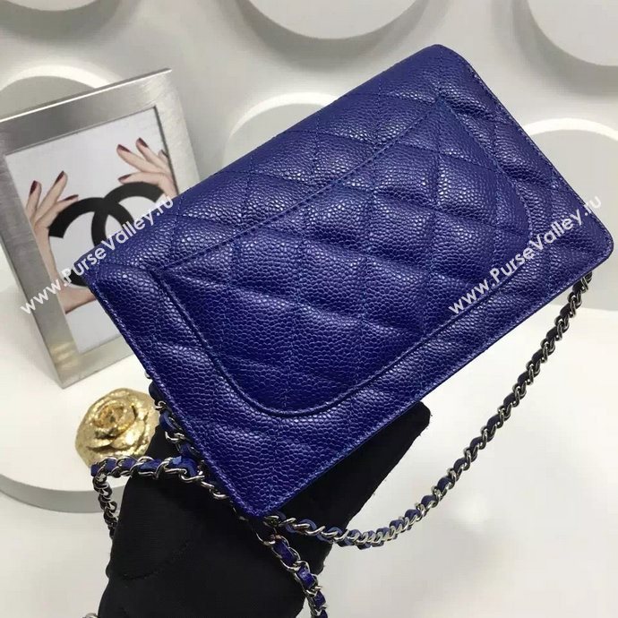 Chanel A33814 caviar lambskin small woc handbag blue bag 5974