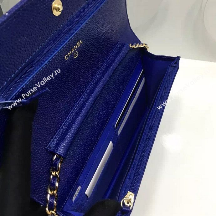 Chanel A33814 caviar lambskin small woc handbag blue bag 5974
