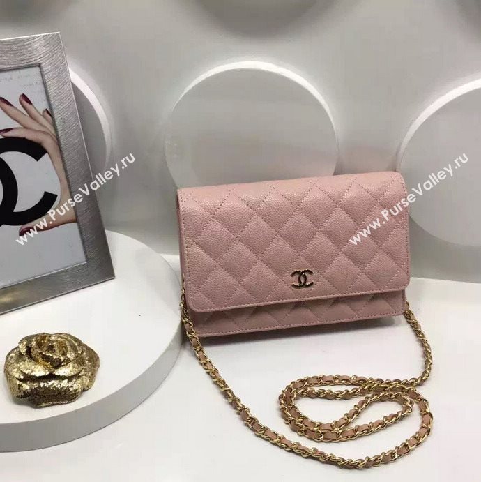 Chanel A33814 caviar lambskin small woc handbag pink bag 5975
