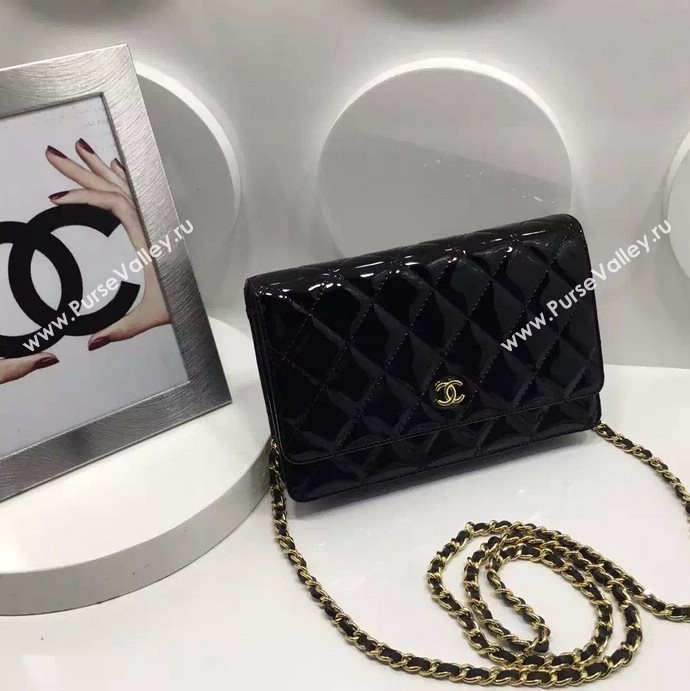 Chanel A33814 paint lambskin small woc handbag black bag 5977