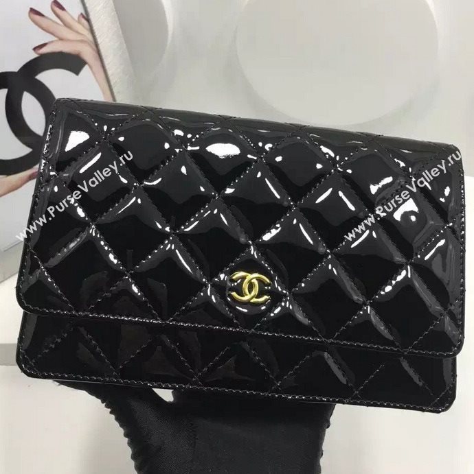 Chanel A33814 paint lambskin small woc handbag black bag 5977