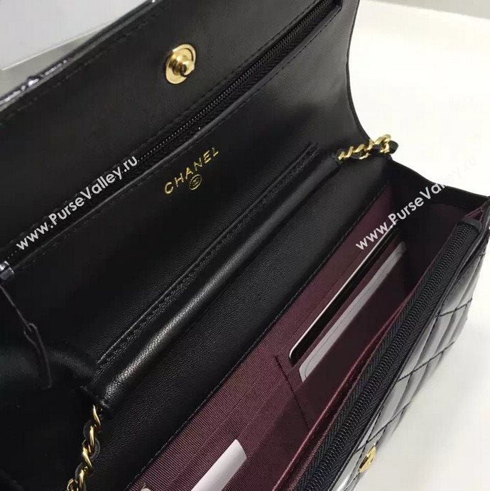 Chanel A33814 paint lambskin small woc handbag black bag 5977