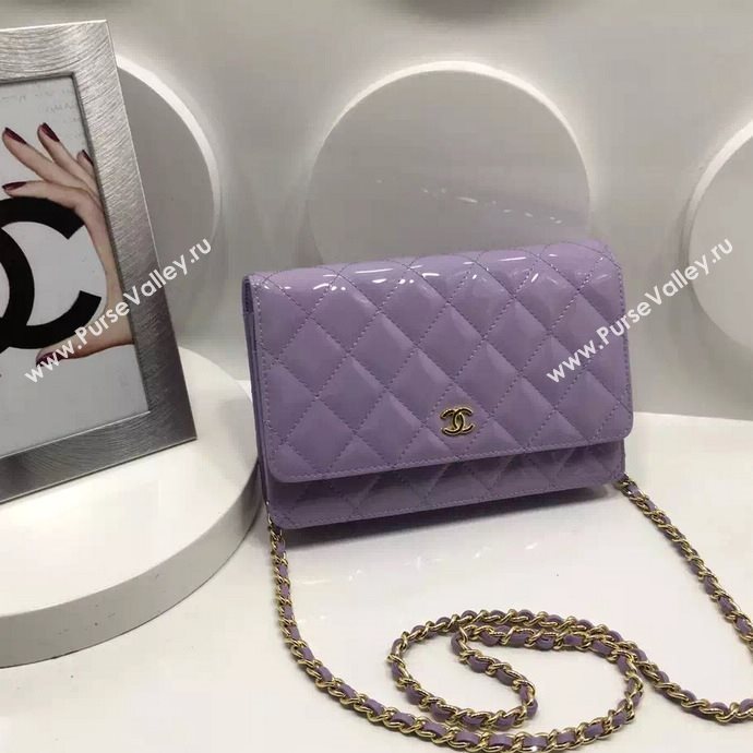 Chanel A33814 paint lambskin small woc handbag purple bag 5978