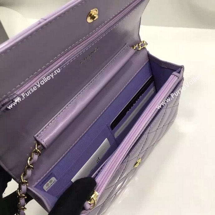 Chanel A33814 paint lambskin small woc handbag purple bag 5978