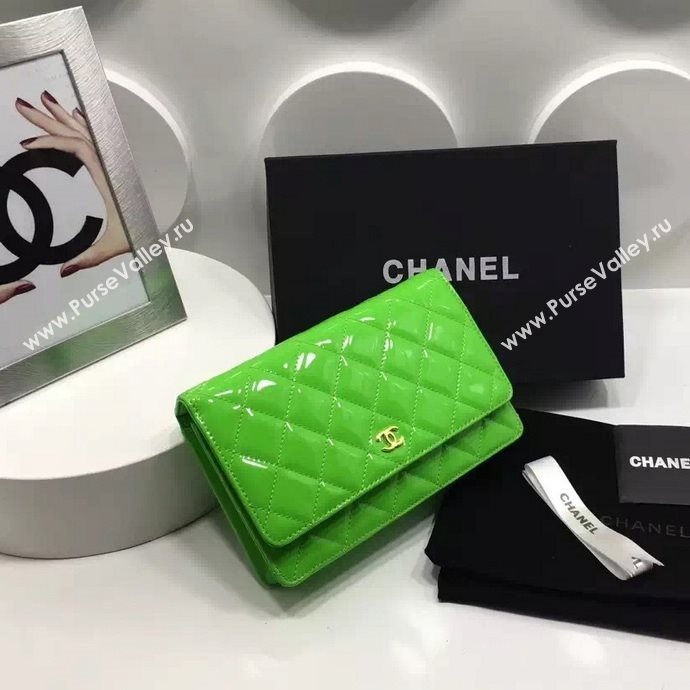 Chanel A33814 paint lambskin small woc handbag green bag 5979