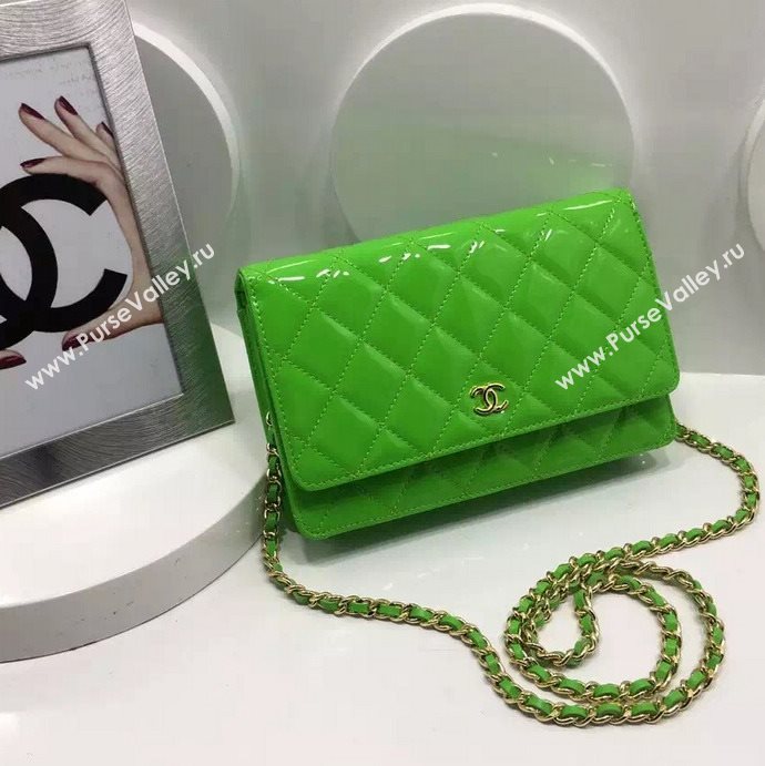 Chanel A33814 paint lambskin small woc handbag green bag 5979