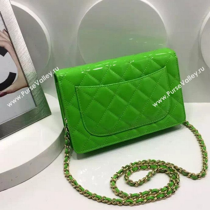 Chanel A33814 paint lambskin small woc handbag green bag 5979