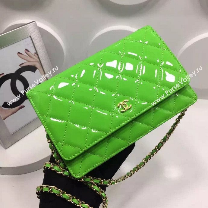 Chanel A33814 paint lambskin small woc handbag green bag 5979