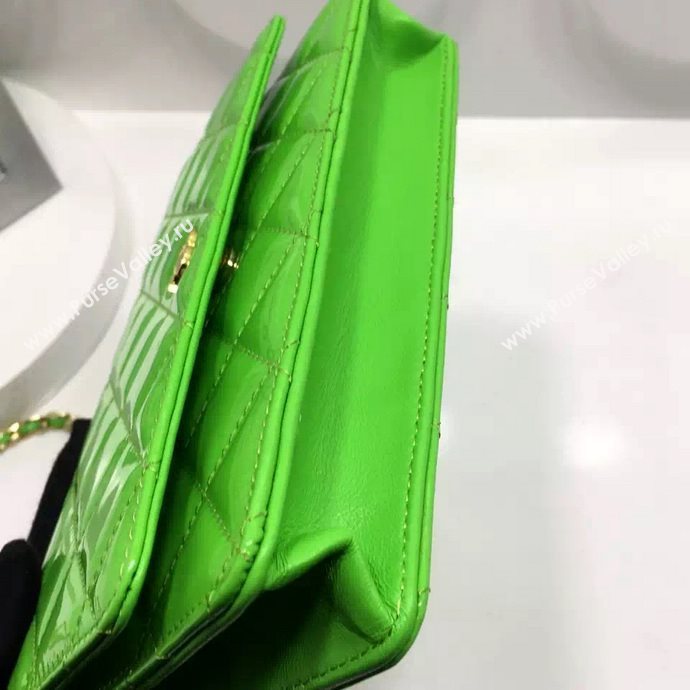 Chanel A33814 paint lambskin small woc handbag green bag 5979