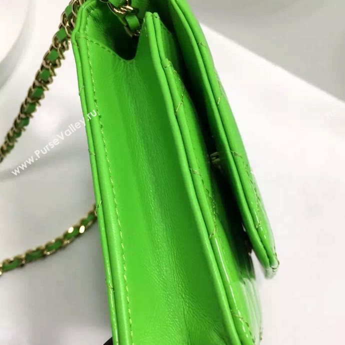 Chanel A33814 paint lambskin small woc handbag green bag 5979
