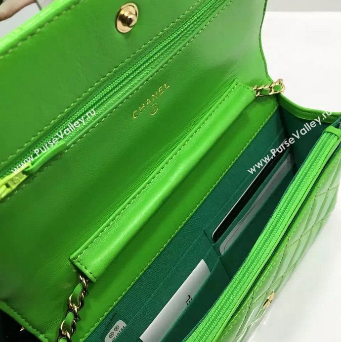 Chanel A33814 paint lambskin small woc handbag green bag 5979