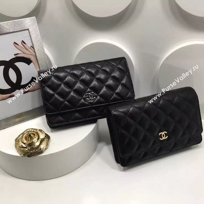 Chanel A33814 caviar lambskin small woc handbag black bag 5982