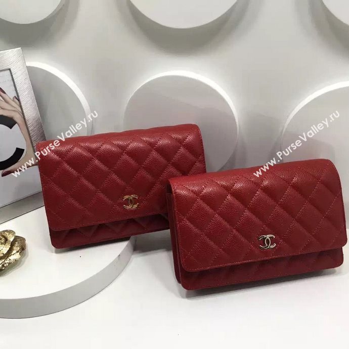 Chanel A33814 caviar lambskin small woc handbag red bag 5983