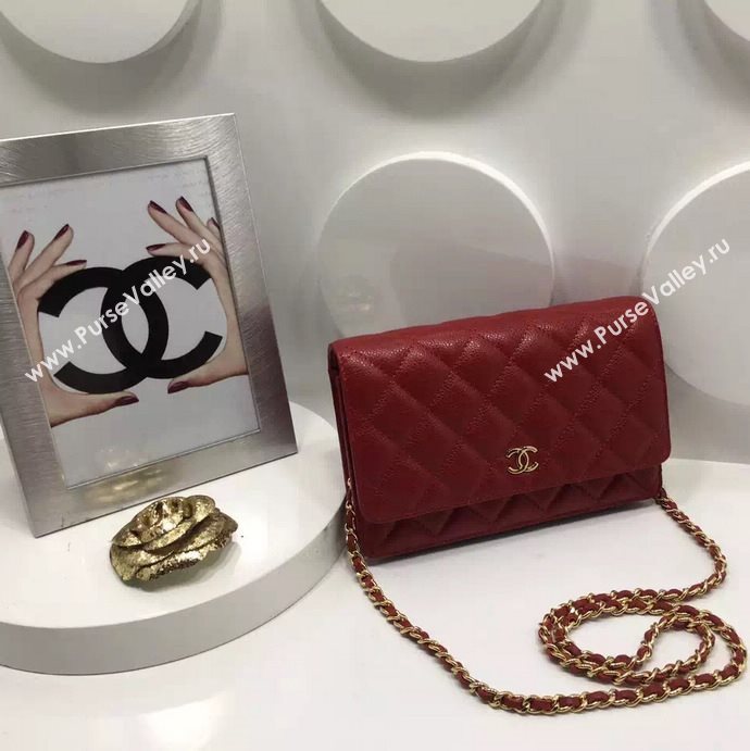 Chanel A33814 caviar lambskin small woc handbag red bag 5983