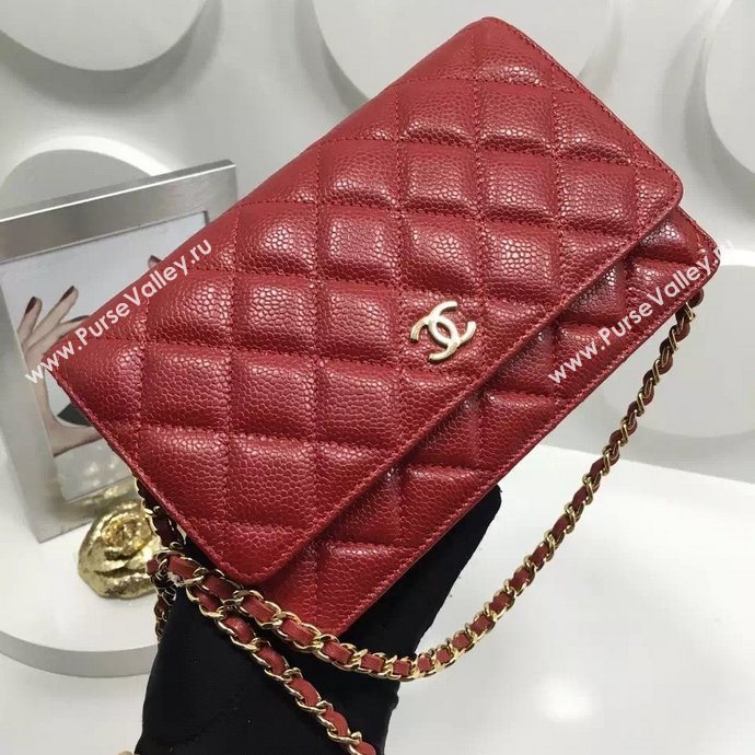 Chanel A33814 caviar lambskin small woc handbag red bag 5983