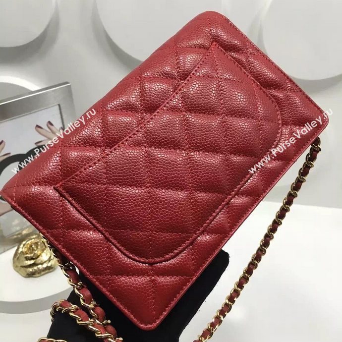 Chanel A33814 caviar lambskin small woc handbag red bag 5983