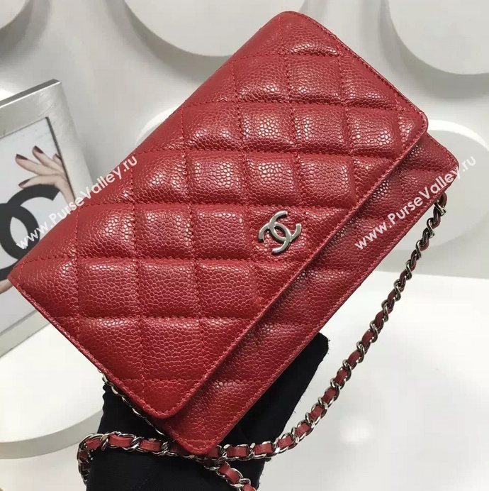 Chanel A33814 caviar lambskin small woc handbag red bag 5984