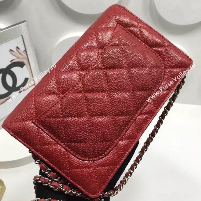 Chanel A33814 caviar lambskin small woc handbag red bag 5984