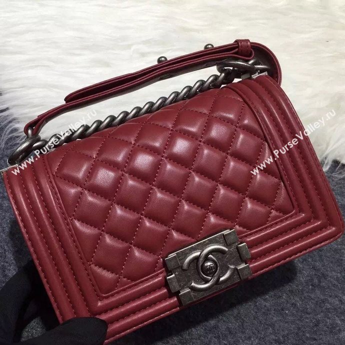 Chanel A67085 lambskin small le boy handbag wine bag 5991