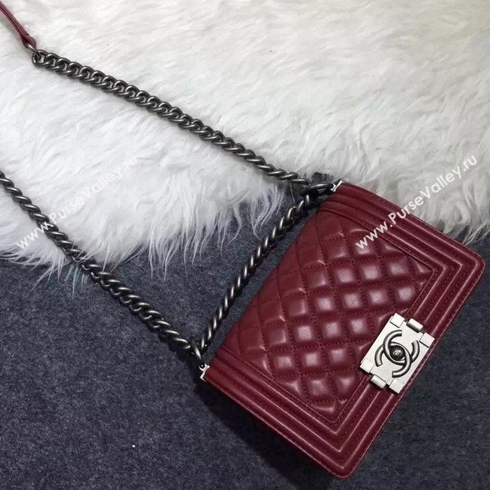 Chanel A67085 lambskin small le boy handbag wine bag 5991