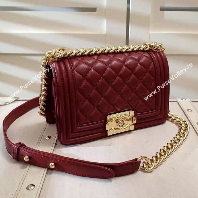 Chanel A67085 lambskin small le boy handbag wine bag 5993