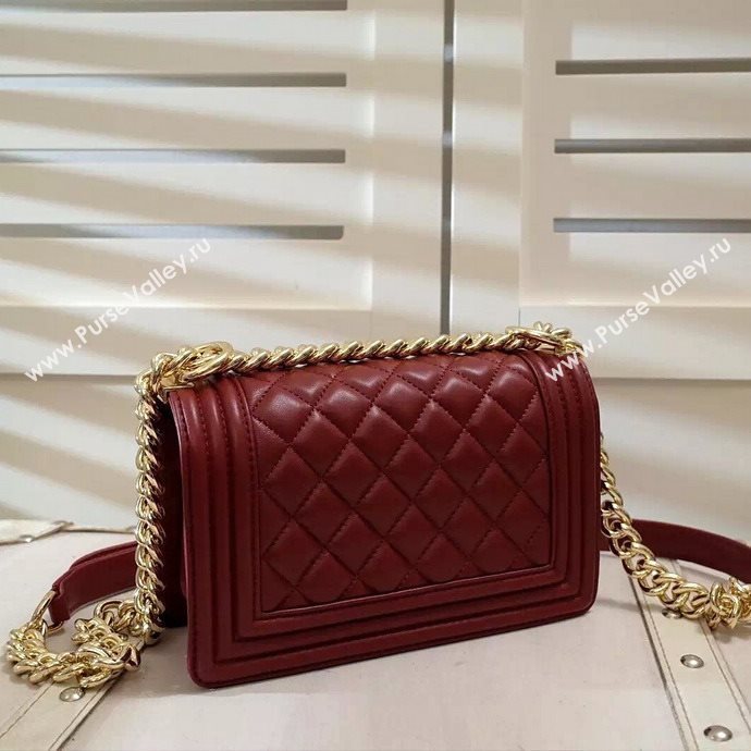 Chanel A67085 lambskin small le boy handbag wine bag 5993