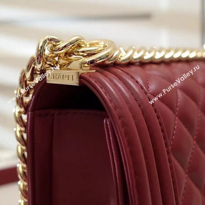 Chanel A67085 lambskin small le boy handbag wine bag 5993