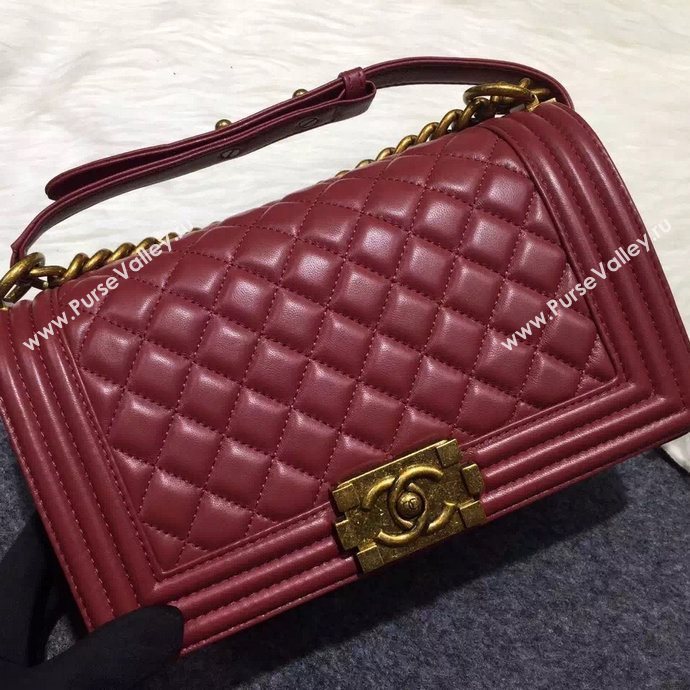 Chanel A67086 lambskin le boy handbag wine bag 5994