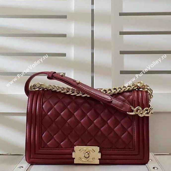Chanel A67086 lambskin le boy handbag wine bag 5995